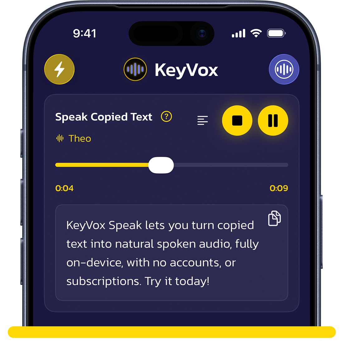 KeyVox Speak on iPhone